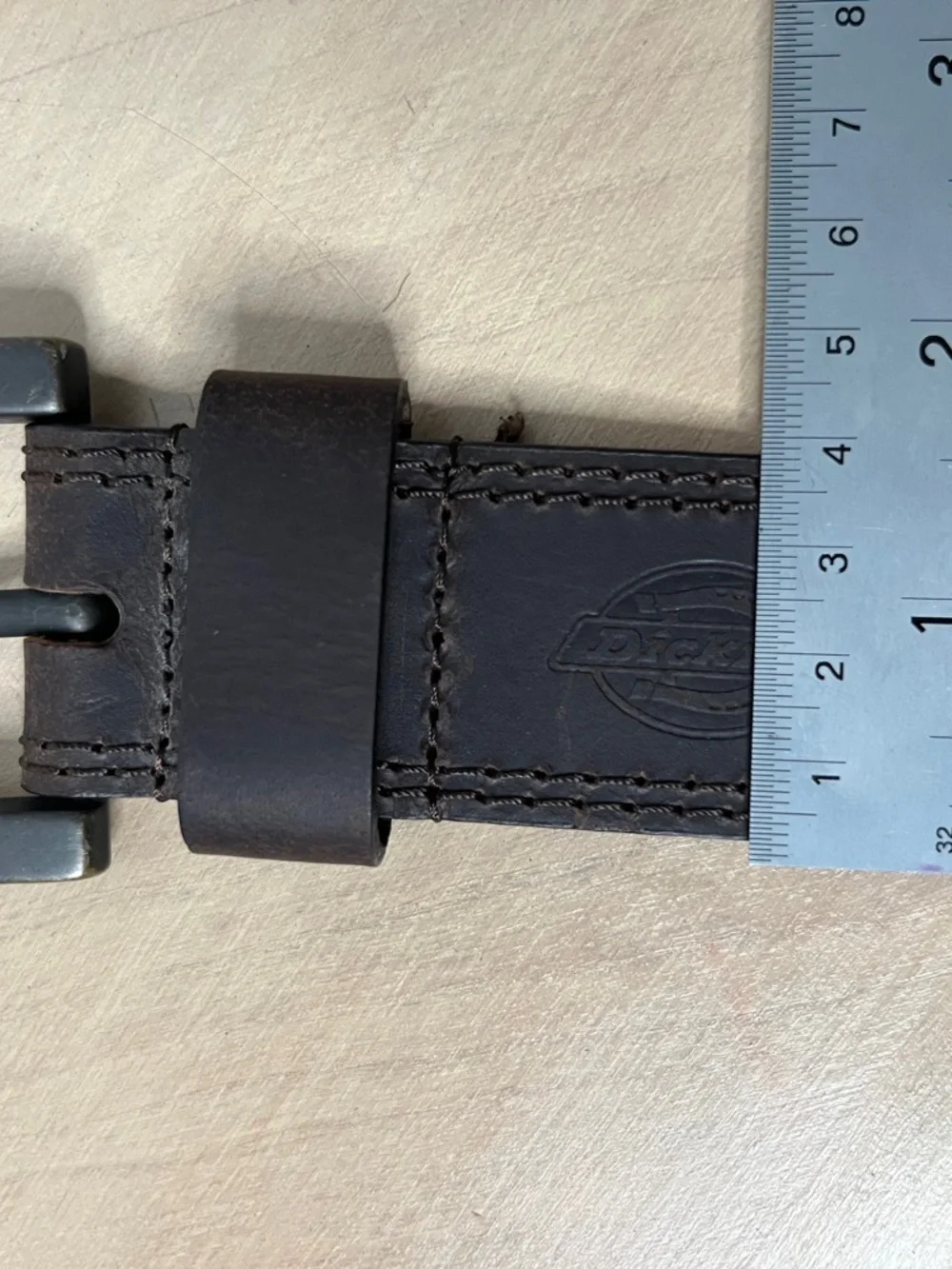 Dickies Men's Dark Brown Genuine Leather Belt Size
